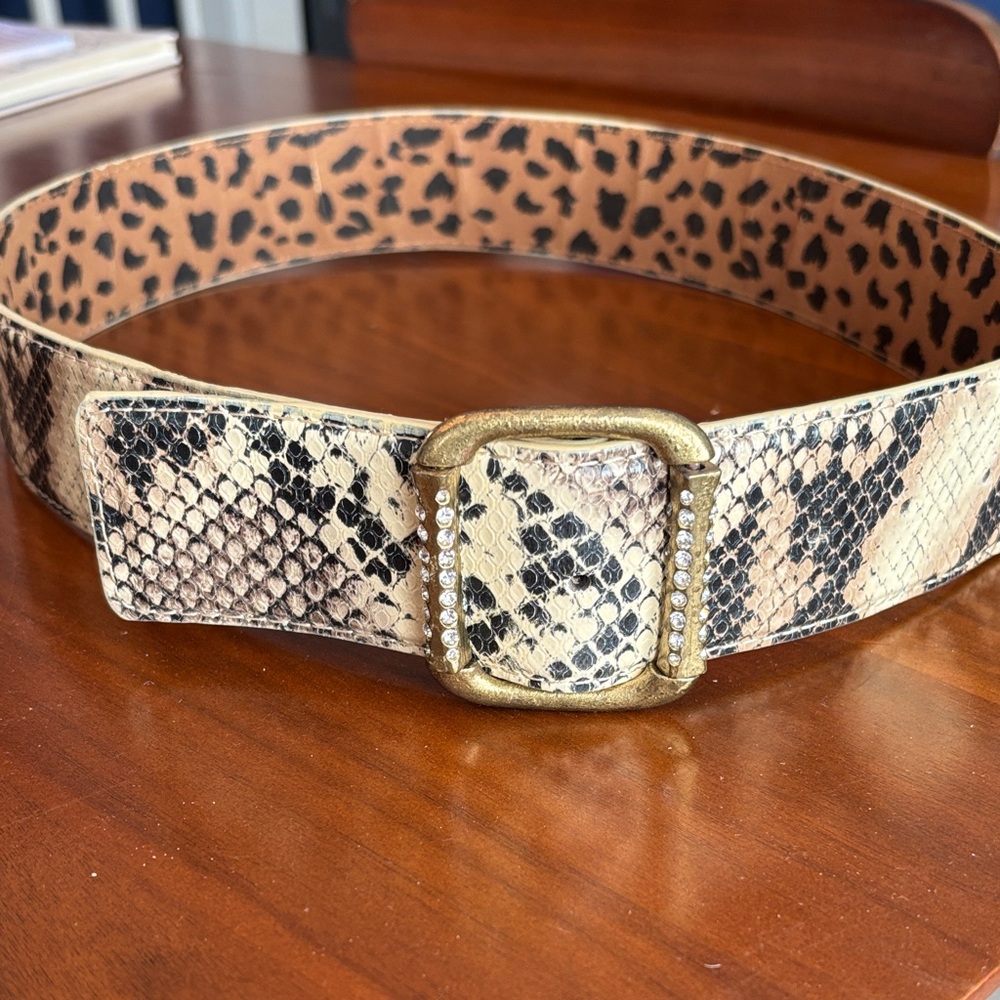 Betsey Johnson Leopard and Snake Print Belt with Gold Buckle